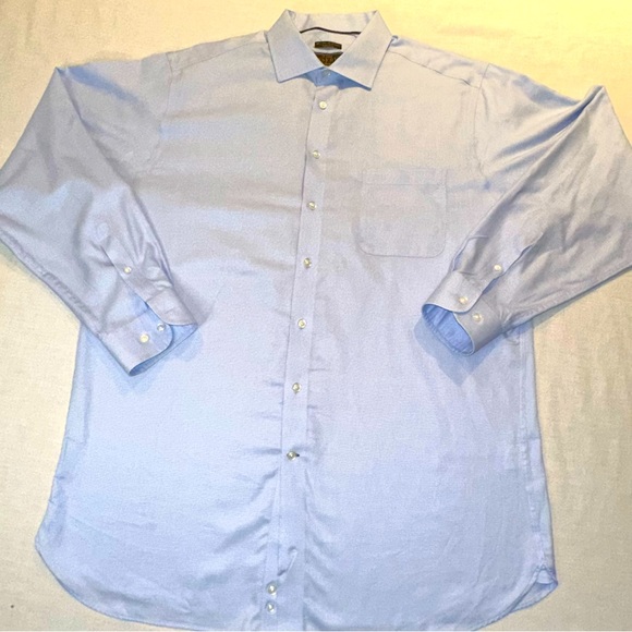 Jos A Bank Reserve Dress Shirt Mens Size 17.5 - 37 SLEEVE Blue Tailored Fit XXL - Picture 9 of 16